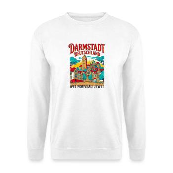 City Retro Art Nouveau Darmstadt Germany Travel - Unisex Pullover - Weiß - Vorne - Alina (178cm) & Michal (187cm)