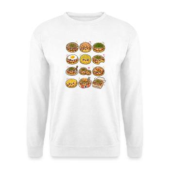 Kawaii Okonomiyaki | Japanisches Street Food - Unisex Pullover - Weiß - Vorne - Alina (178cm) & Michal (187cm)