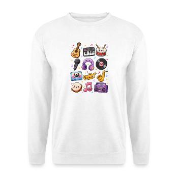 Kawaii Musik | Instrumente & Retro - Unisex Pullover - Weiß - Vorne - Alina (178cm) & Michal (187cm)