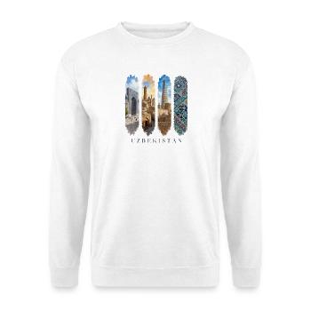 Usbekistan Travel – Seidenstraße & Orient Motiv - Unisex Pullover - Weiß - Vorne - Alina (178cm) & Michal (187cm)
