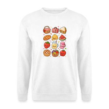 Kawaii Picknick | Sommer & Outdoor - Unisex Pullover - Weiß - Vorne - Alina (178cm) & Michal (187cm)