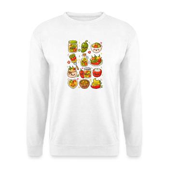 Kawaii Peperoni | Scharf & Eingelegt - Unisex Pullover - Weiß - Vorne - Alina (178cm) & Michal (187cm)