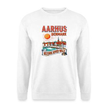 Aarhus Denmark Historic River Walk Cityscape - Unisex Pullover - Weiß - Vorne - Alina (178cm) & Michal (187cm)