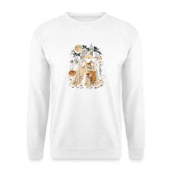 Geisterhund Halloween-Gestalt - Unisex Pullover - Weiß - Vorne - Alina (178cm) & Michal (187cm)
