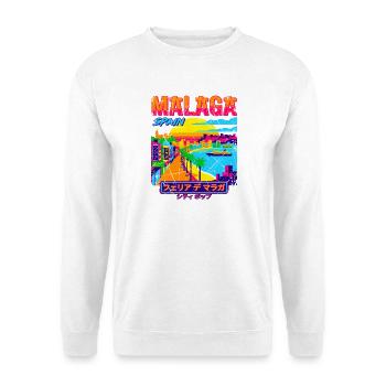 Malaga Spain Retro City Pop Art - Unisex Pullover - Weiß - Vorne - Alina (178cm) & Michal (187cm)