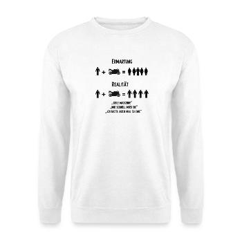 Motorradfahrer Motorrad Fan Biker T  - Unisex Pullover - Weiß - Vorne - Alina (178cm) & Michal (187cm)