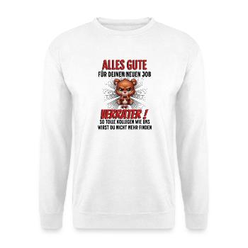Bär Kollegen Abschied - Unisex Pullover - Weiß - Vorne - Alina (178cm) & Michal (187cm)