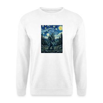 Bigfoot Sternennacht – Sasquatch-Campingkunst - Unisex Pullover - Weiß - Vorne - Alina (178cm) & Michal (187cm)