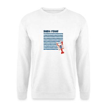 SHELL YEAH! – Lustiges Hummer & Küsten Design - Unisex Pullover - Weiß - Vorne - Alina (178cm) & Michal (187cm)
