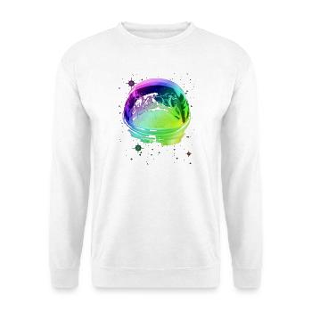 Weltraumfroschhelm - Unisex Pullover - Weiß - Vorne - Alina (178cm) & Michal (187cm)