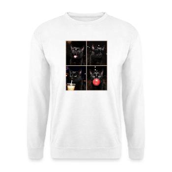 Katzen schwarze Katze - Unisex Pullover - Weiß - Vorne - Alina (178cm) & Michal (187cm)