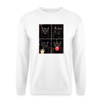 Katzen schwarze Katze - Unisex Pullover - Weiß - Vorne - Alina (178cm) & Michal (187cm)