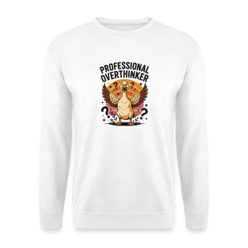  Professional Overthinker Ente Grübeln Humor - Unisex Pullover - Weiß - Vorne - Alina (178cm) & Michal (187cm)