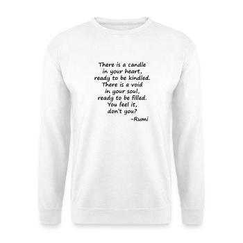 Es gibt eine Kerze in deinem heart_, bereit, Ki zu sein - Unisex Pullover - Weiß - Vorne - Alina (178cm) & Michal (187cm)