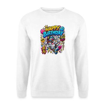 Geburtstagskoala in Neonfarben - Unisex Pullover - Weiß - Vorne - Alina (178cm) & Michal (187cm)