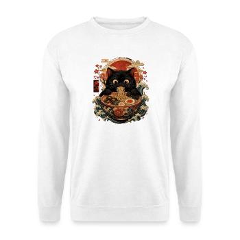 Ramen Katze Japan Schwarze Katzen Nudeln - Unisex Pullover - Weiß - Vorne - Alina (178cm) & Michal (187cm)