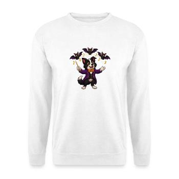 Border Collie leitet einen Halloween-Fledermauschor - Unisex Pullover - Weiß - Vorne - Alina (178cm) & Michal (187cm)