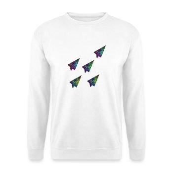 PaperPlaneFormation - Unisex Pullover - Weiß - Vorne - Alina (178cm) & Michal (187cm)