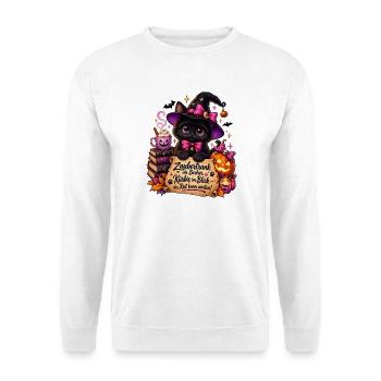 Katzenzauber Halloween Becher - Unisex Pullover - Weiß - Vorne - Alina (178cm) & Michal (187cm)