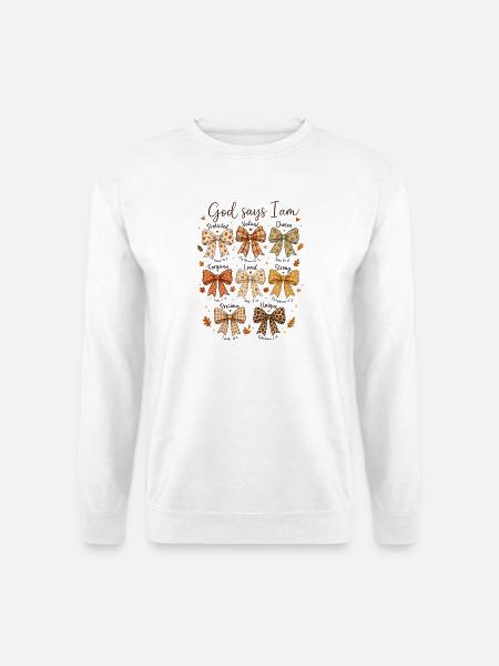 Gott Sagt: Ich Bin Herbstschleifen Bibelvers - Unisex Pullover - Weiß