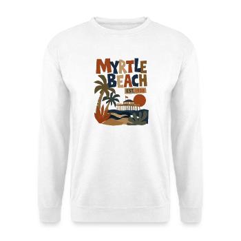 Myrtle Beach Retro Est.1938 - Unisex Pullover - Weiß - Vorne - Alina (178cm) & Michal (187cm)