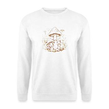 Pilze Magischer Fantasy Wald - Unisex Pullover - Weiß - Vorne - Alina (178cm) & Michal (187cm)