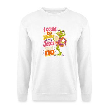 Meaner Frog, Jesus Said No, Sassy Frog, Coffee Fro - Unisex Pullover - Weiß - Vorne - Alina (178cm) & Michal (187cm)