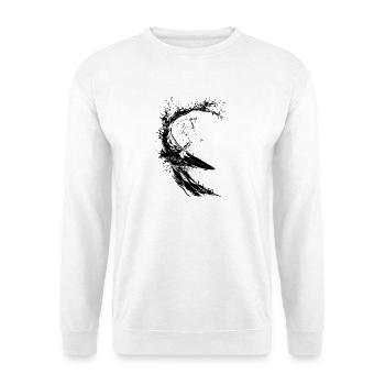 Surfer Zeichnung - Unisex Pullover - Weiß - Vorne - Alina (178cm) & Michal (187cm)