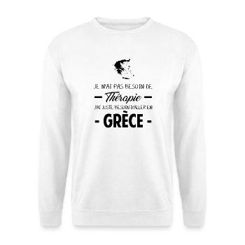 Ich brauche keine Therapie, ich brauche sie nur... - Unisex Pullover - Weiß - Vorne - Alina (178cm) & Michal (187cm)