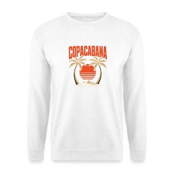  Copacabana Palmen Sonnenuntergang Strand Rio De - Unisex Pullover - Weiß - Vorne - Alina (178cm) & Michal (187cm)