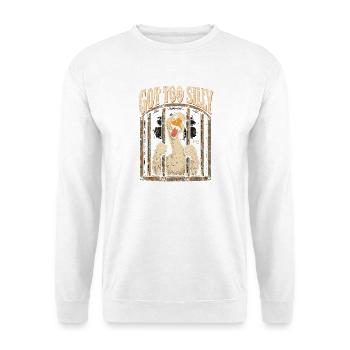 Silly Goose, Goose Jail, Goofy Goose, Silly Bird,  - Unisex Pullover - Weiß - Vorne - Alina (178cm) & Michal (187cm)