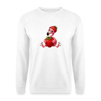Flamingo Erdbeere Süßer Sommer Cartoon - Unisex Pullover - Weiß - Vorne - Alina (178cm) & Michal (187cm)