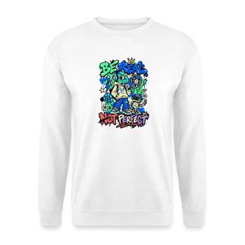Sei echt, nicht perfekt - Unisex Pullover - Weiß - Vorne - Alina (178cm) & Michal (187cm)