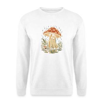 Whimsical ghost and red mushroom artwork set benea - Unisex Pullover - Weiß - Vorne - Alina (178cm) & Michal (187cm)