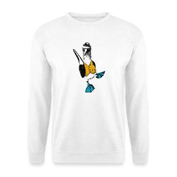 Blautölpel mit Weste - Unisex Pullover - Weiß - Vorne - Alina (178cm) & Michal (187cm)