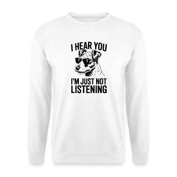 Foxterrier Sprüche Lustiges Foxterrier Geschenk - Unisex Pullover - Weiß - Vorne - Alina (178cm) & Michal (187cm)