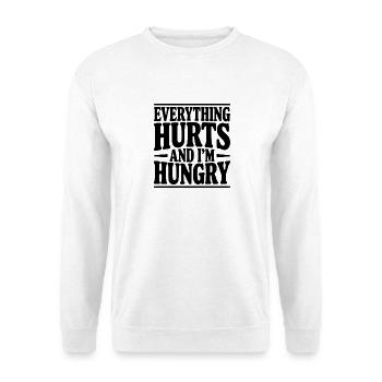 Alles tut weh und ich habe Hunger - Unisex Pullover - Weiß - Vorne - Alina (178cm) & Michal (187cm)