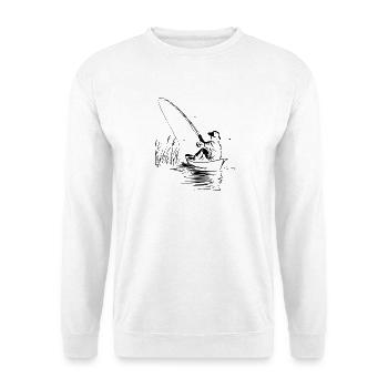 Fischen Zeichnung - Unisex Pullover - Weiß - Vorne - Alina (178cm) & Michal (187cm)