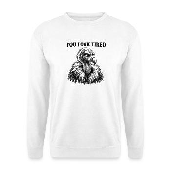 Eagle Humor, Tired Eagle, Eagle Mood, Sleepy Eagle - Unisex Pullover - Weiß - Vorne - Alina (178cm) & Michal (187cm)