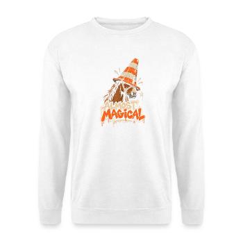 Almost Magical, Traffic Horse, Horse Wizard, Cone  - Unisex Pullover - Weiß - Vorne - Alina (178cm) & Michal (187cm)