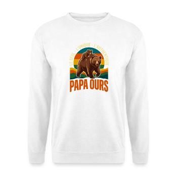 Papa Bear Einzigartiges Retro-Vatertagsgeschenk - Unisex Pullover - Weiß - Vorne - Alina (178cm) & Michal (187cm)