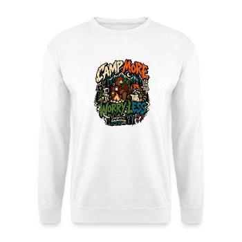 Mehr Camp, weniger Langeweile - Unisex Pullover - Weiß - Vorne - Alina (178cm) & Michal (187cm)