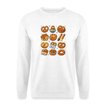 Kawaii Brezeln | Laugengebäck & Snack - Unisex Pullover - Weiß - Vorne - Alina (178cm) & Michal (187cm)