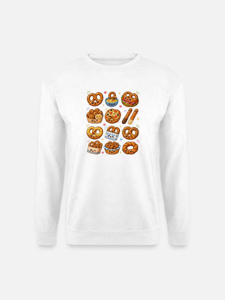 Kawaii Brezeln | Laugengebäck & Snack - Unisex Pullover - Weiß