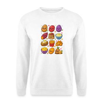 Kawaii Kartoffeln | Knollen & Pommes - Unisex Pullover - Weiß - Vorne - Alina (178cm) & Michal (187cm)