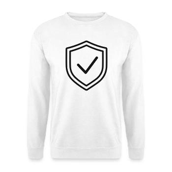Sicheres verifiziertes Schildlinien-Symbol - Unisex Pullover - Weiß - Vorne - Alina (178cm) & Michal (187cm)