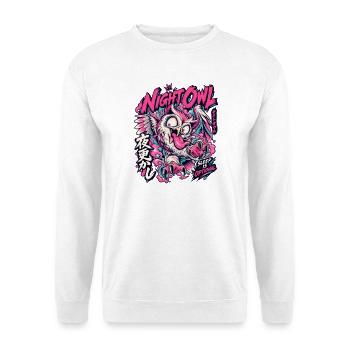 NachtEule Neon Punk Schlaflos - Unisex Pullover - Weiß - Vorne - Alina (178cm) & Michal (187cm)