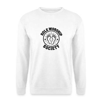 Sole Worship Society Vintage-Fußfetisch-Design - Unisex Pullover - Weiß - Vorne - Alina (178cm) & Michal (187cm)