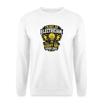 Elektriker Spruch - Elektroniker Elektro Strom - Unisex Pullover - Weiß - Vorne - Alina (178cm) & Michal (187cm)
