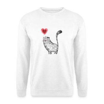 Katzen Katzenmutter Katzenkind Katze Meoww - Unisex Pullover - Weiß - Vorne - Alina (178cm) & Michal (187cm)